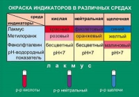 Таблица Окраска индикаторов в различных средах (винил) - «globural.ru» - Ступино